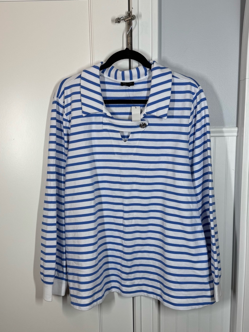 Talbots Breton Stripe Collar Sweatshirt Nautical Preppy Coastal Resortwear 3X